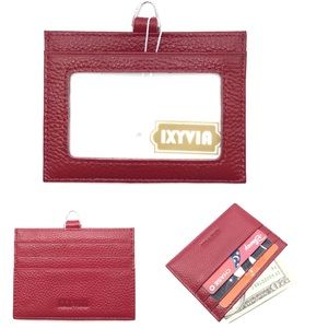 IXYVIA Horizontal Leather ID, Badge card Holder